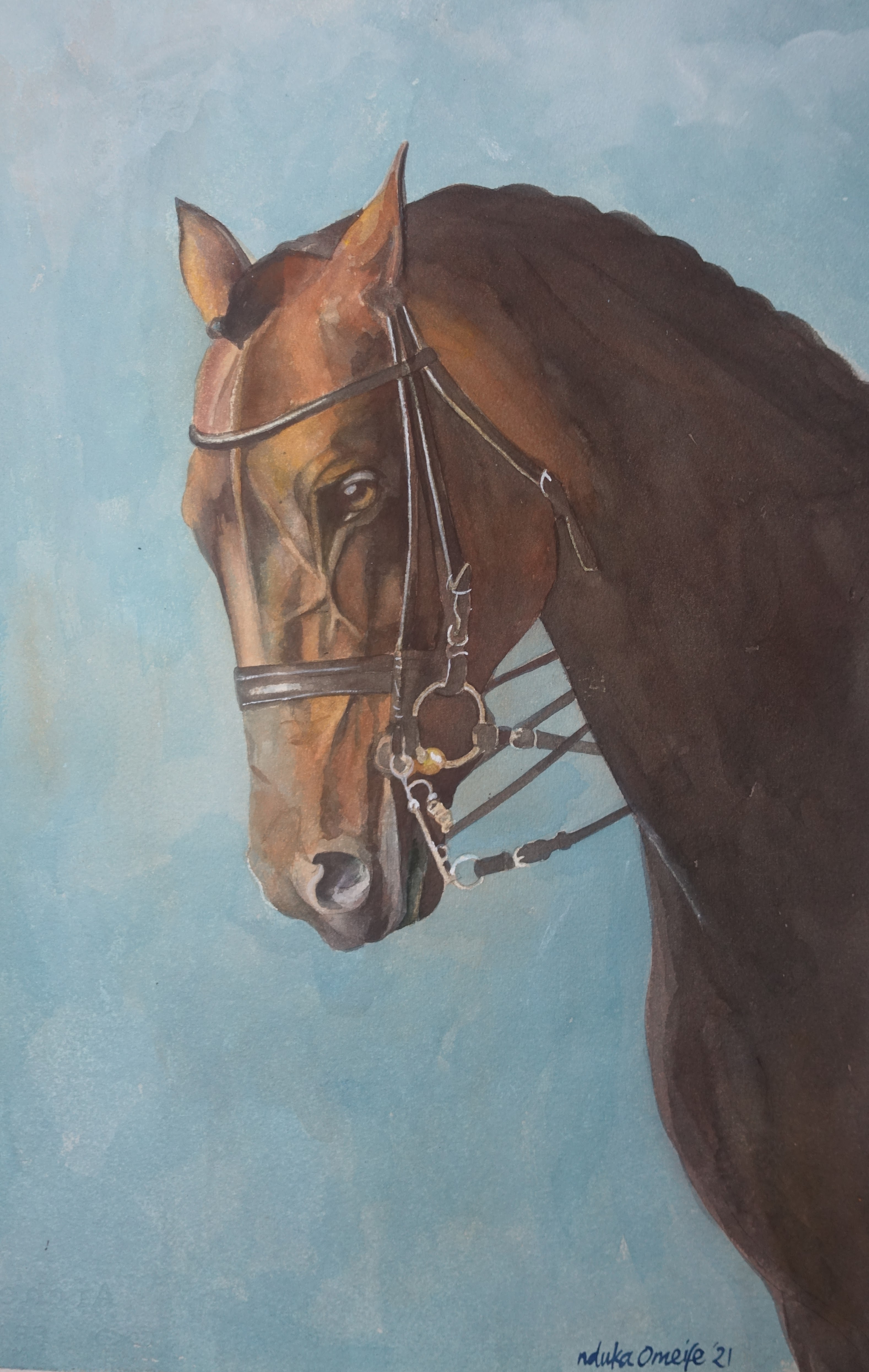 Horse portrait, artwork by Nduka Omeife