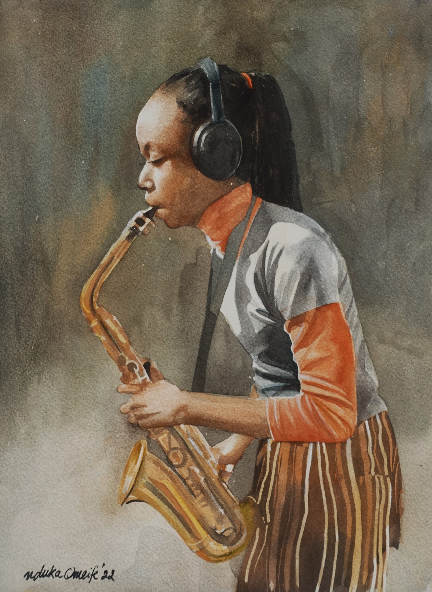 The saxophonist, artwork by Nduka Omeife